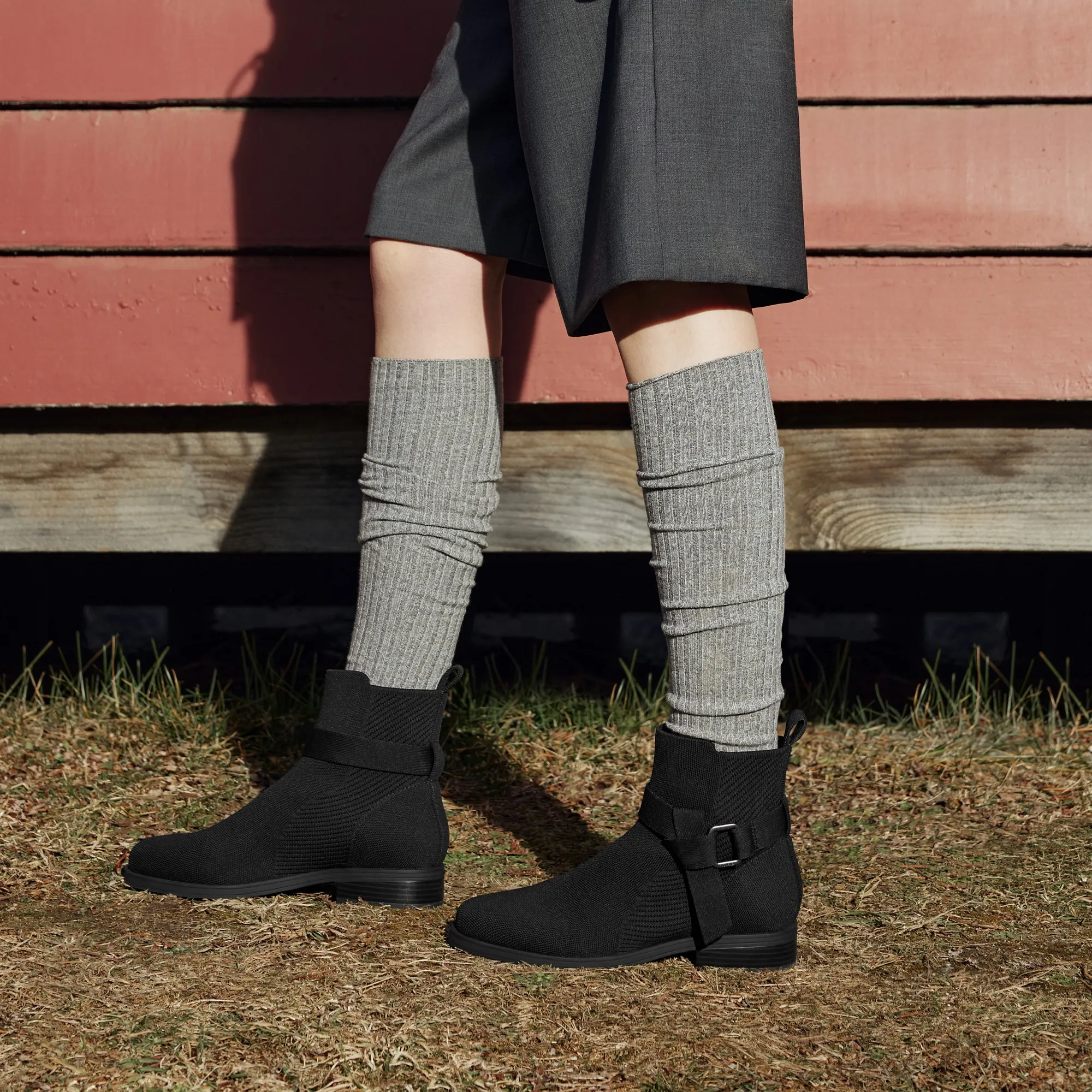   Square-Toe Ankle Biker Boots (Cailyn)