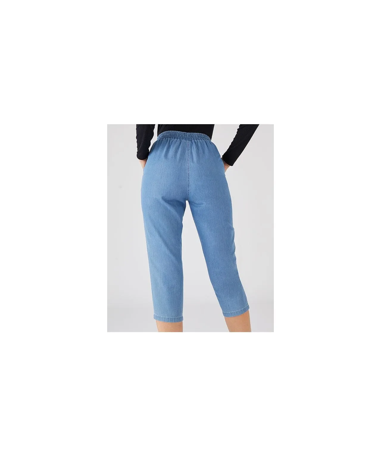 Cotton Crop Trousers with Straight Leg