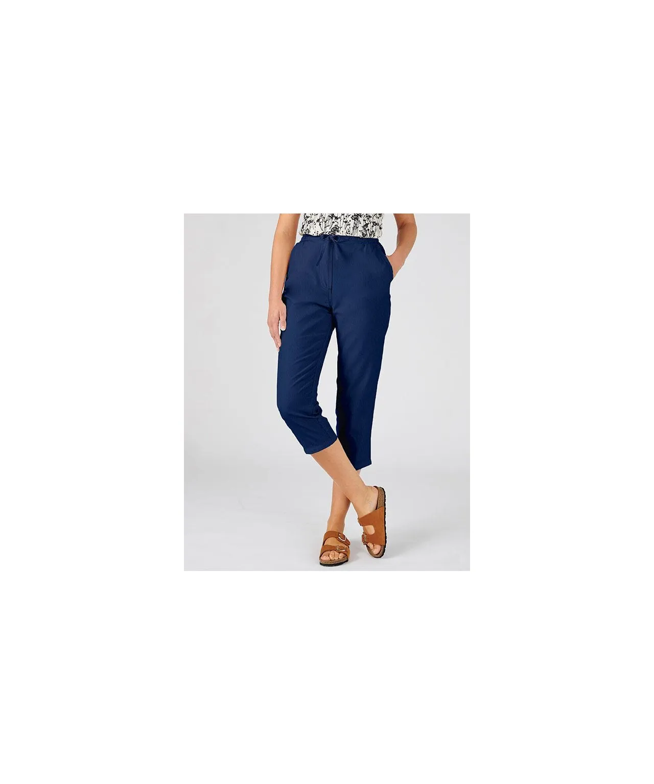 Cotton Crop Trousers with Straight Leg