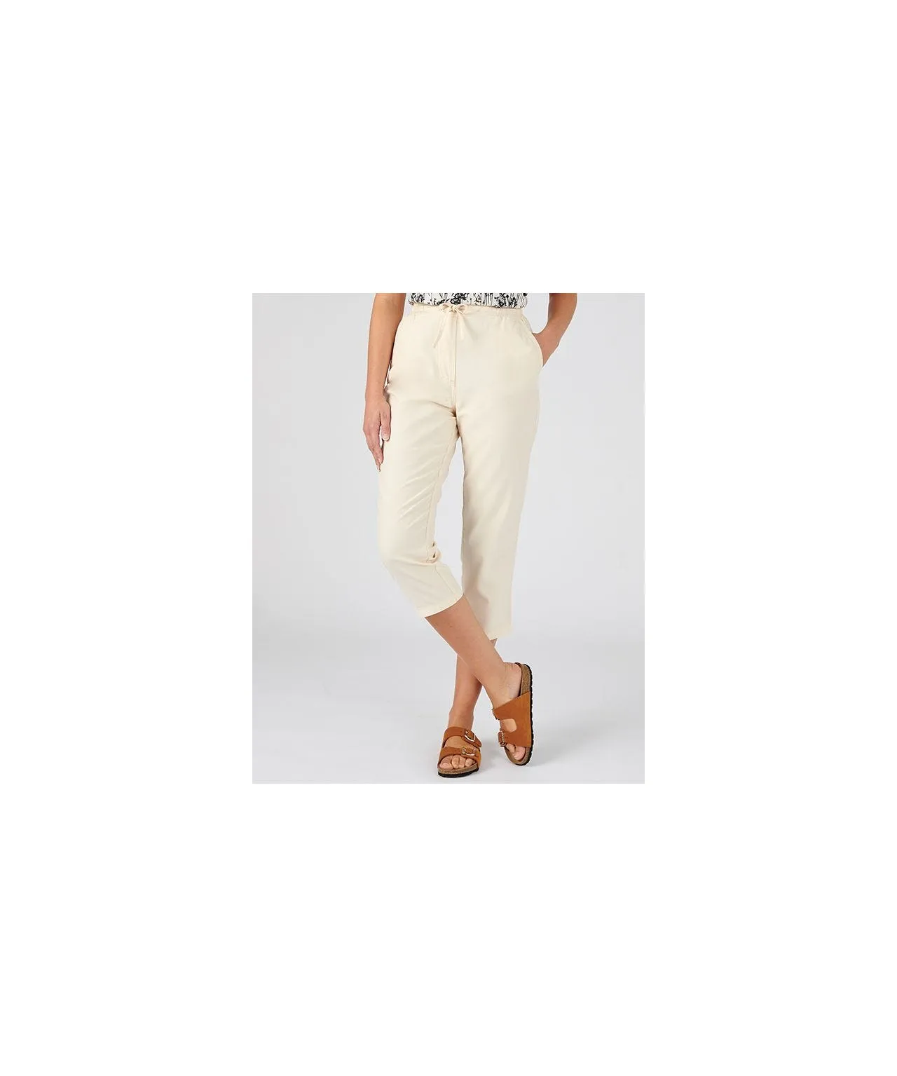 Cotton Crop Trousers with Straight Leg