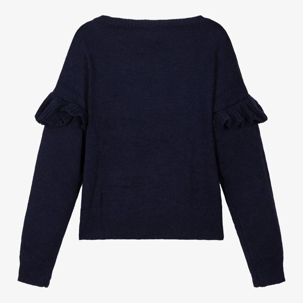 Navy Blue Heart Sweater for Teens