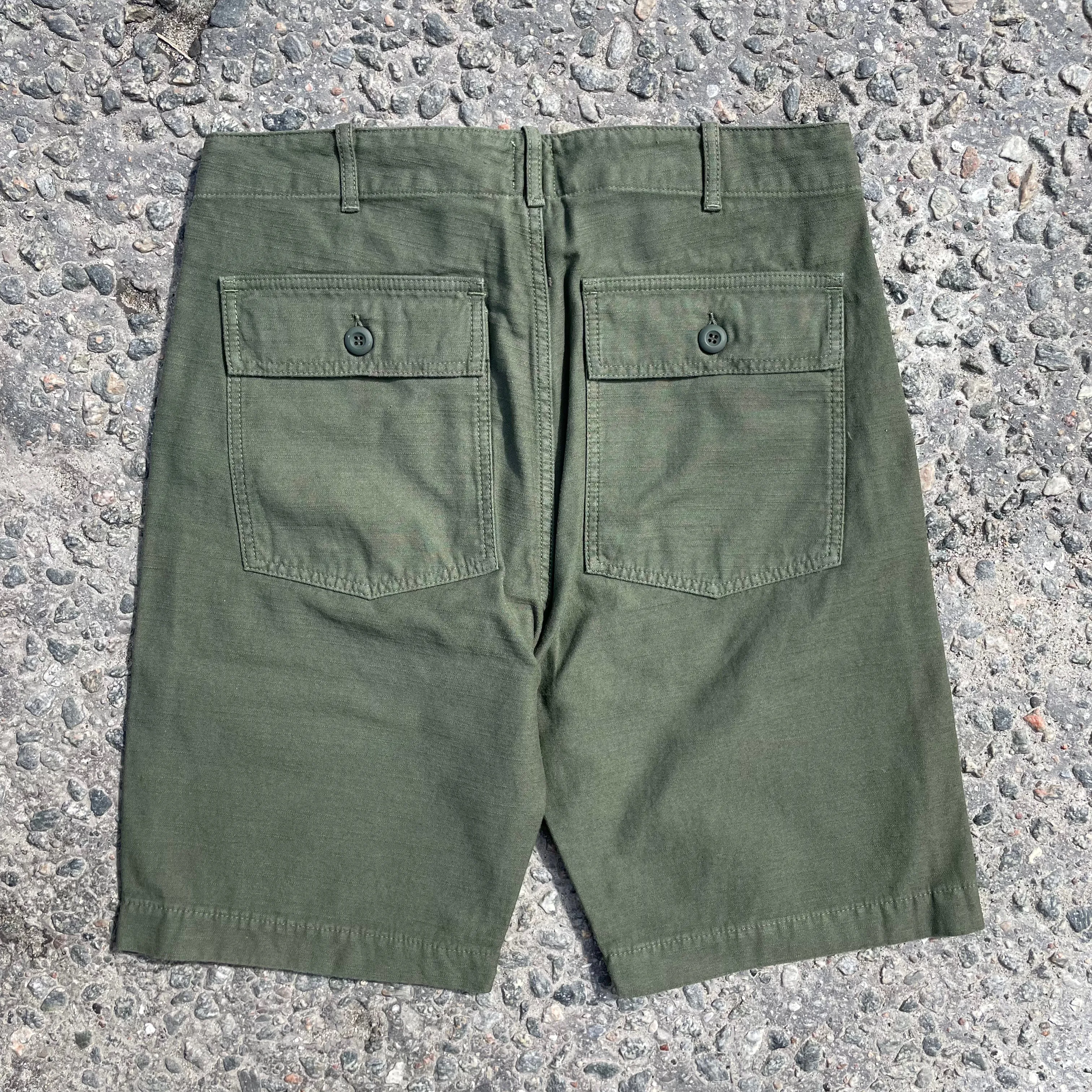 Tellason Olive Sateen Fatigue Shorts