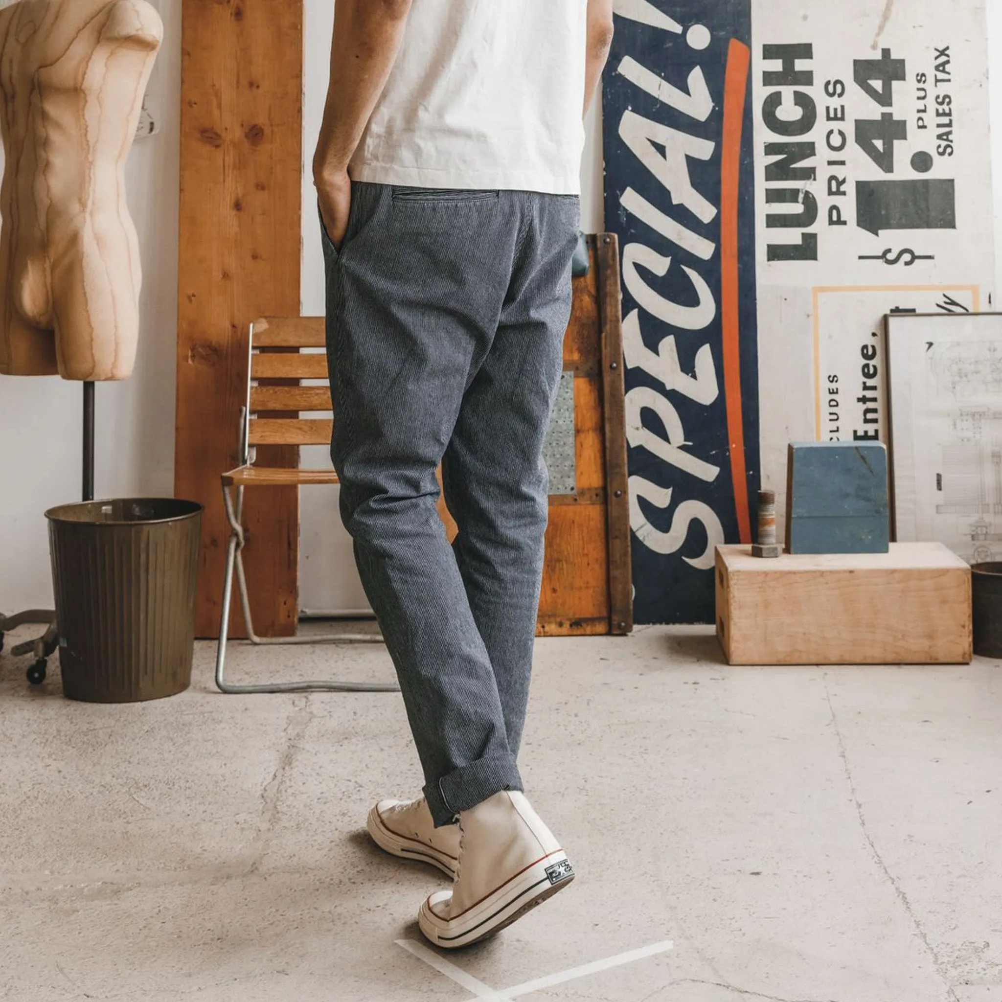 Morse Pant Washed Indigo Stripe