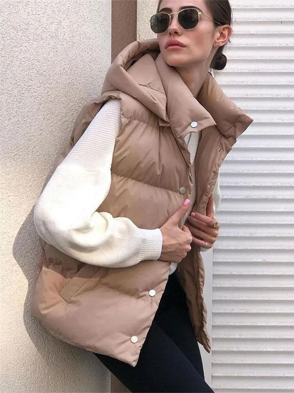 Thickened Hooded Puffer Vest for Winter 2024