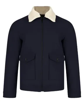 Navy Donkey Jacket with Sherpa Collar by Threadbare Belgrave