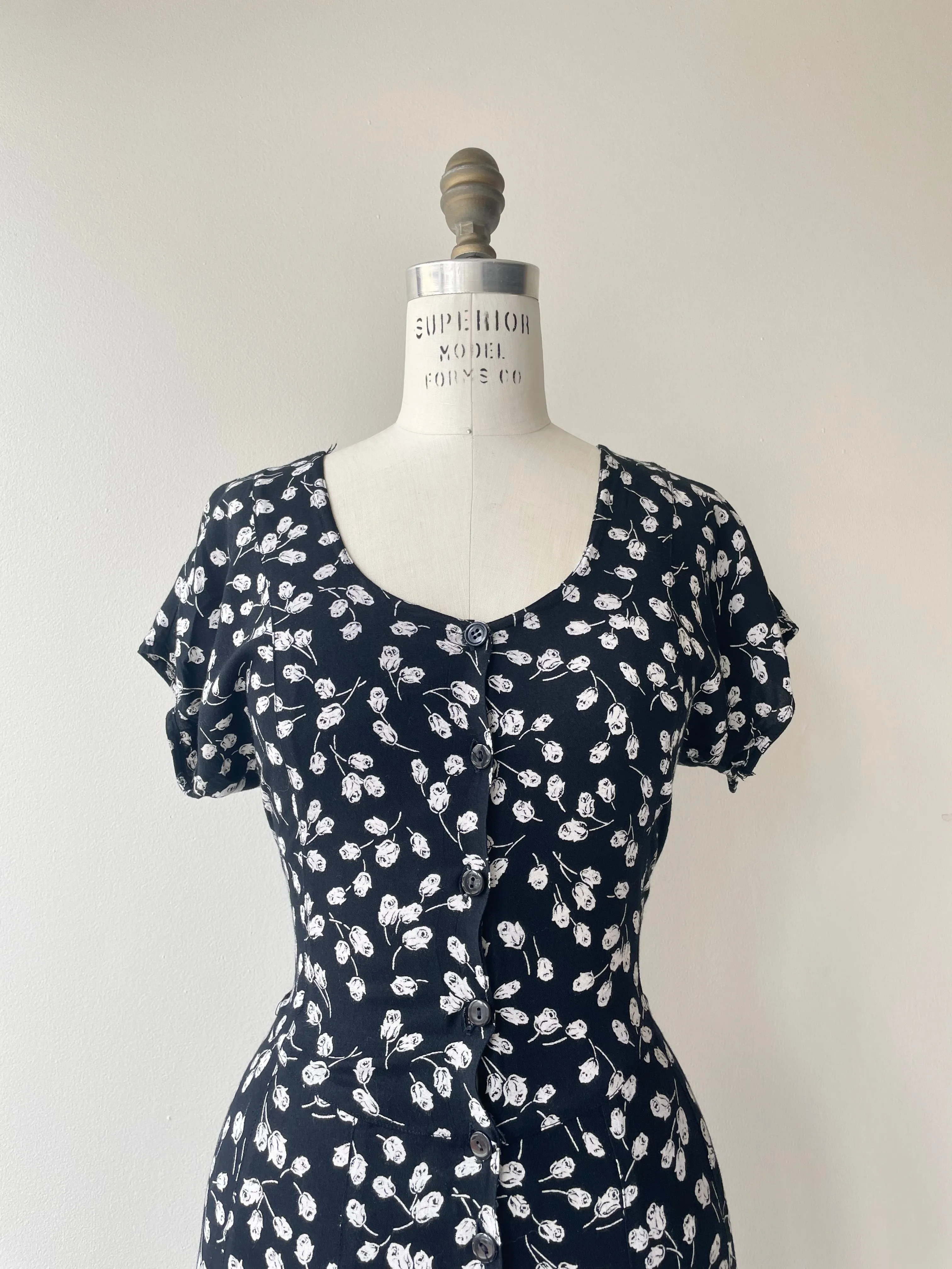 Vintage Roses Print Dress | 1990s