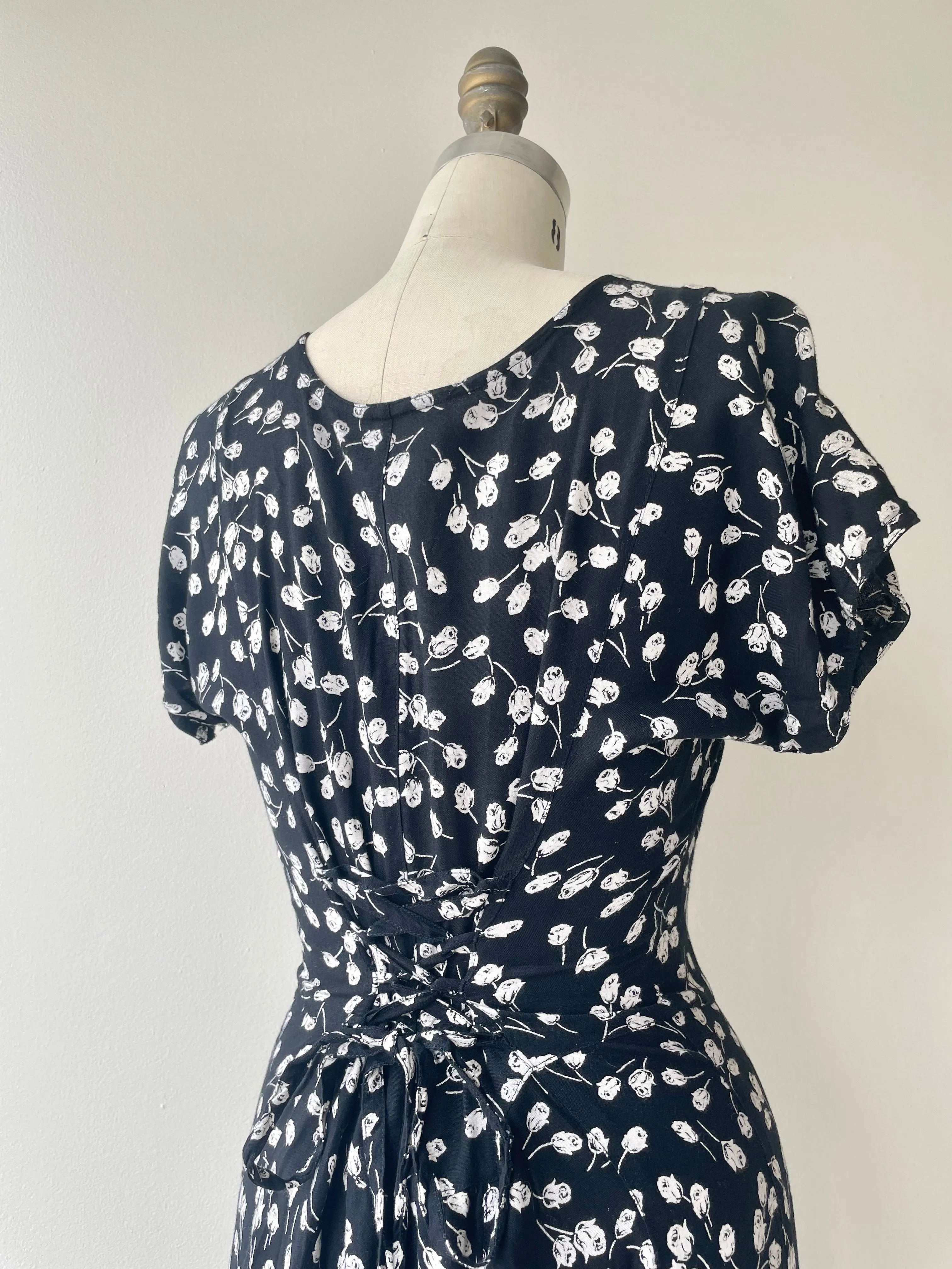 Vintage Roses Print Dress | 1990s