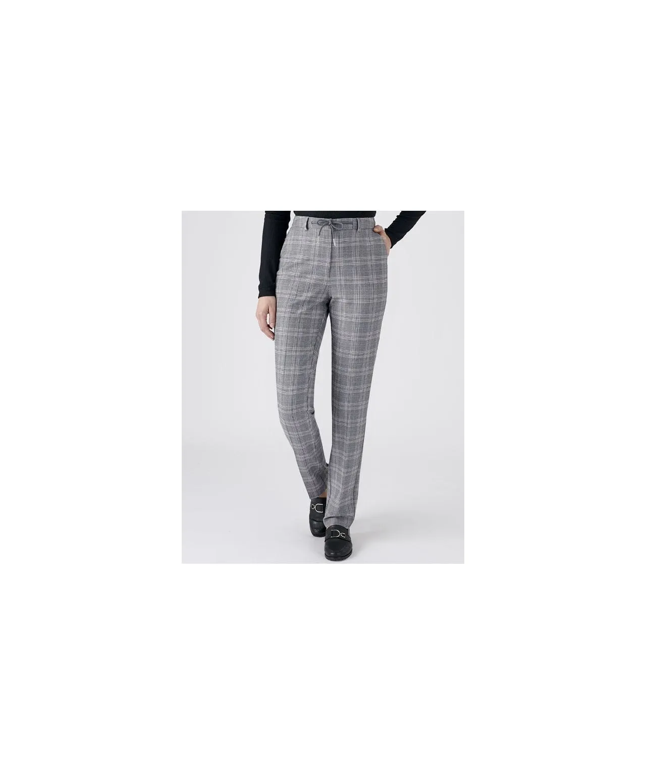 Tie Waist Detail Check Trousers