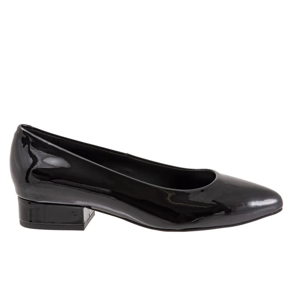 Trotters Jewel Black Narrow Leather Pumps Heels Shoes