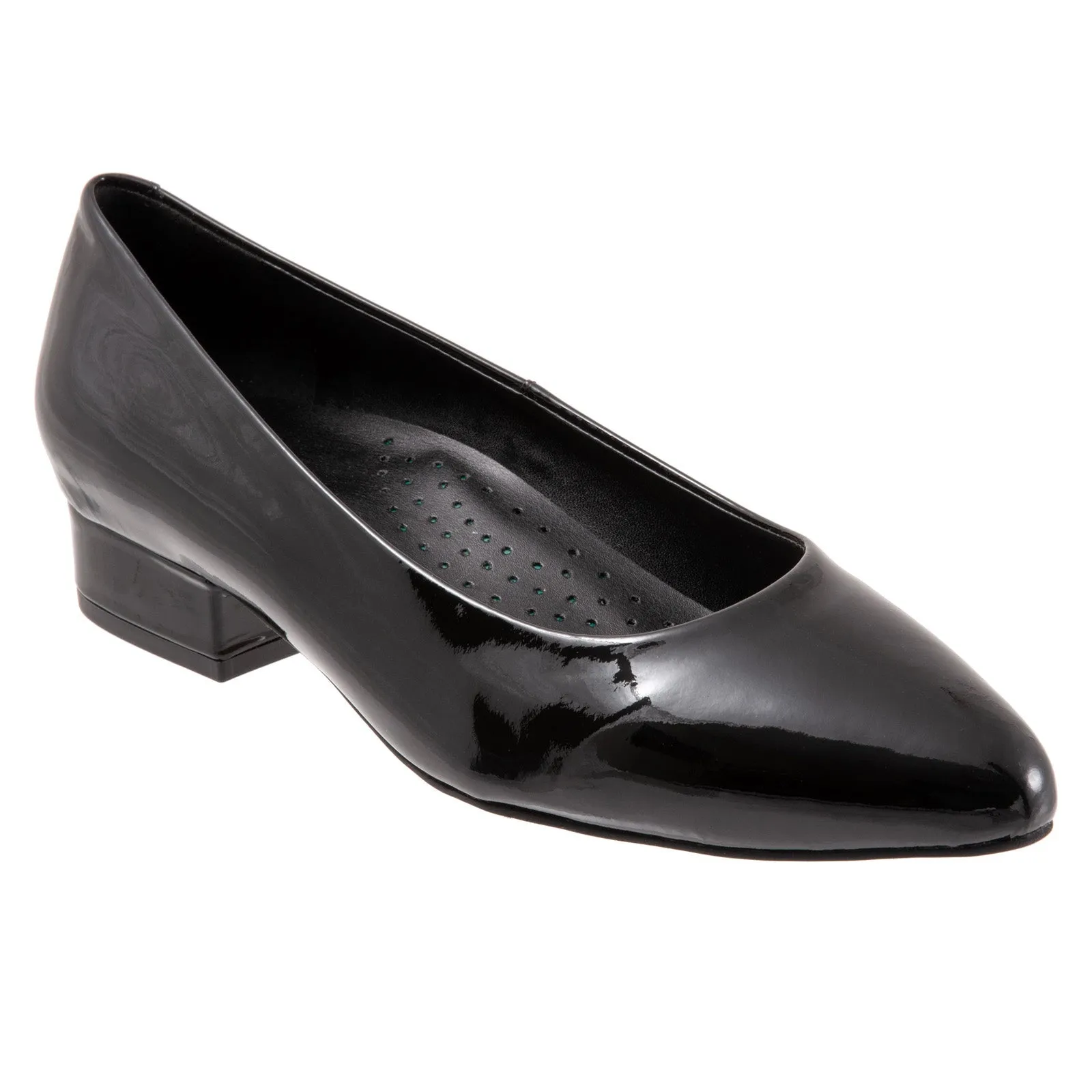 Trotters Jewel Black Narrow Leather Pumps Heels Shoes