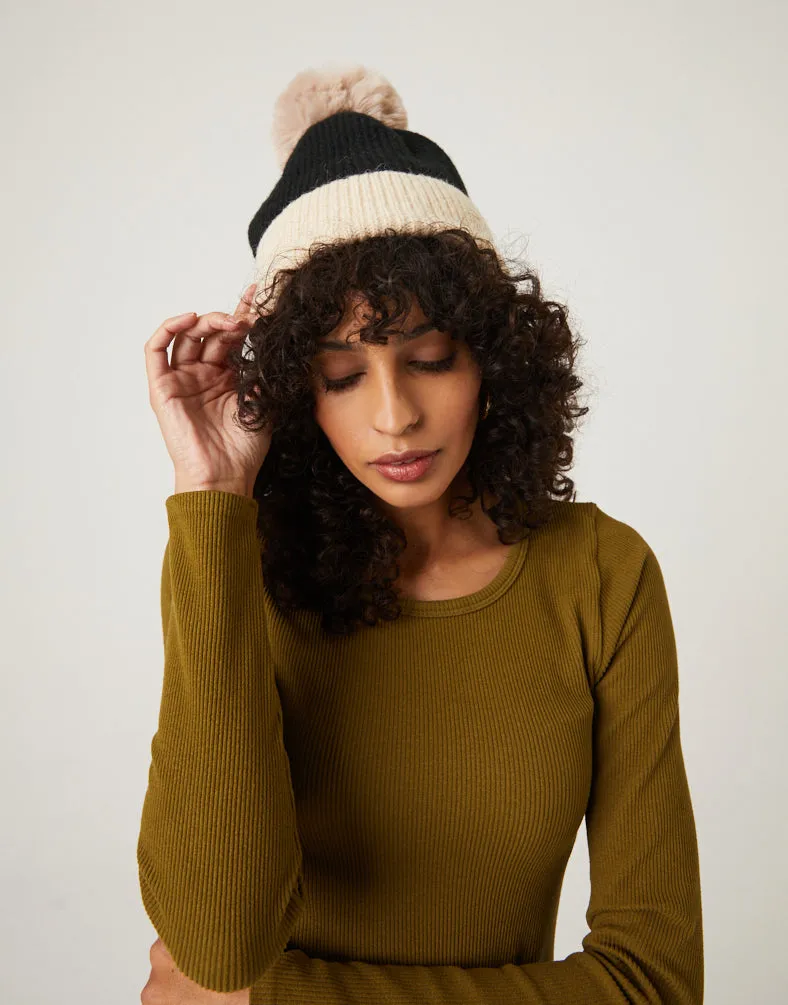 Ribbed Beanie in Two-Tone