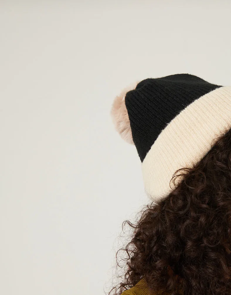 Ribbed Beanie in Two-Tone