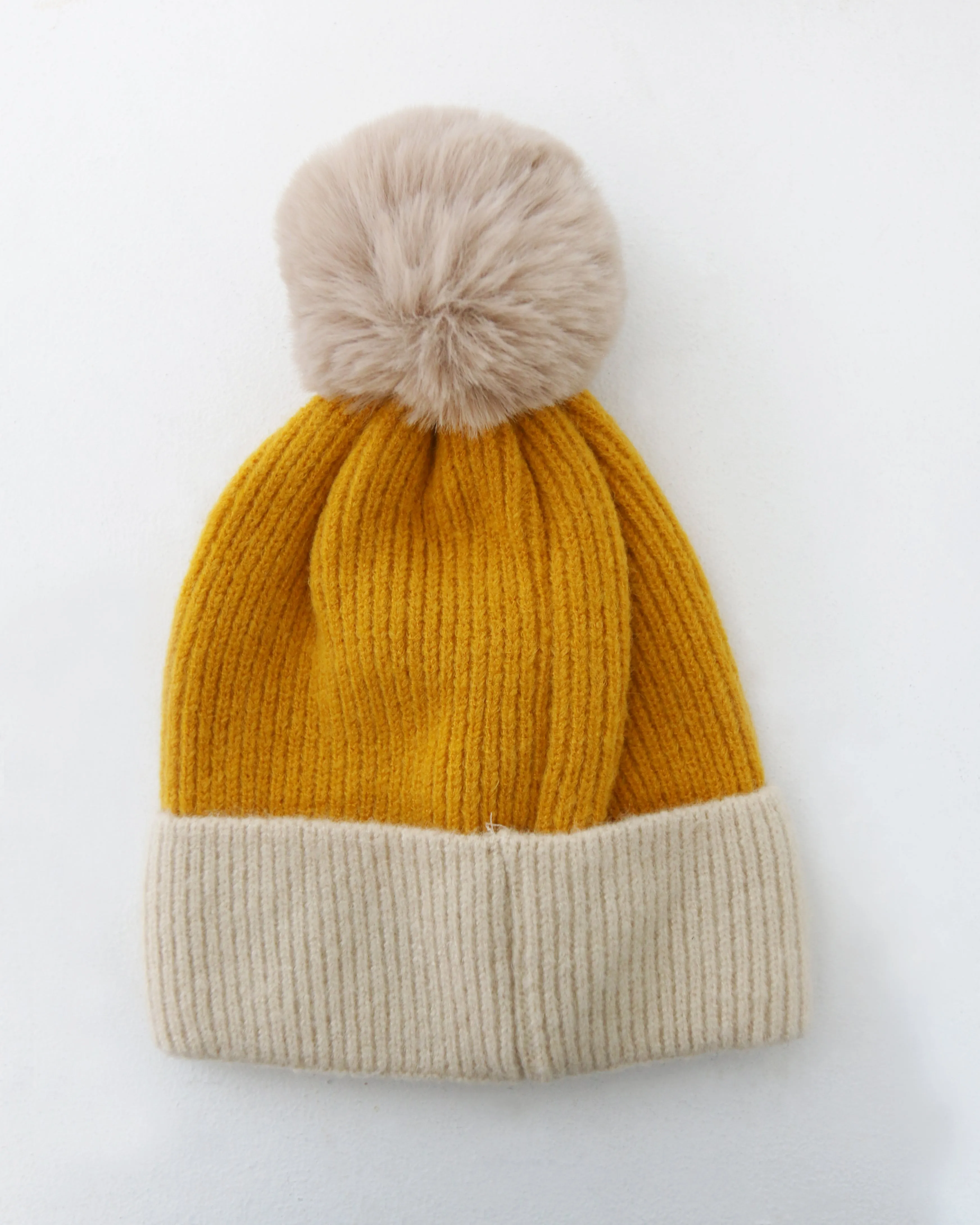 Ribbed Beanie in Two-Tone