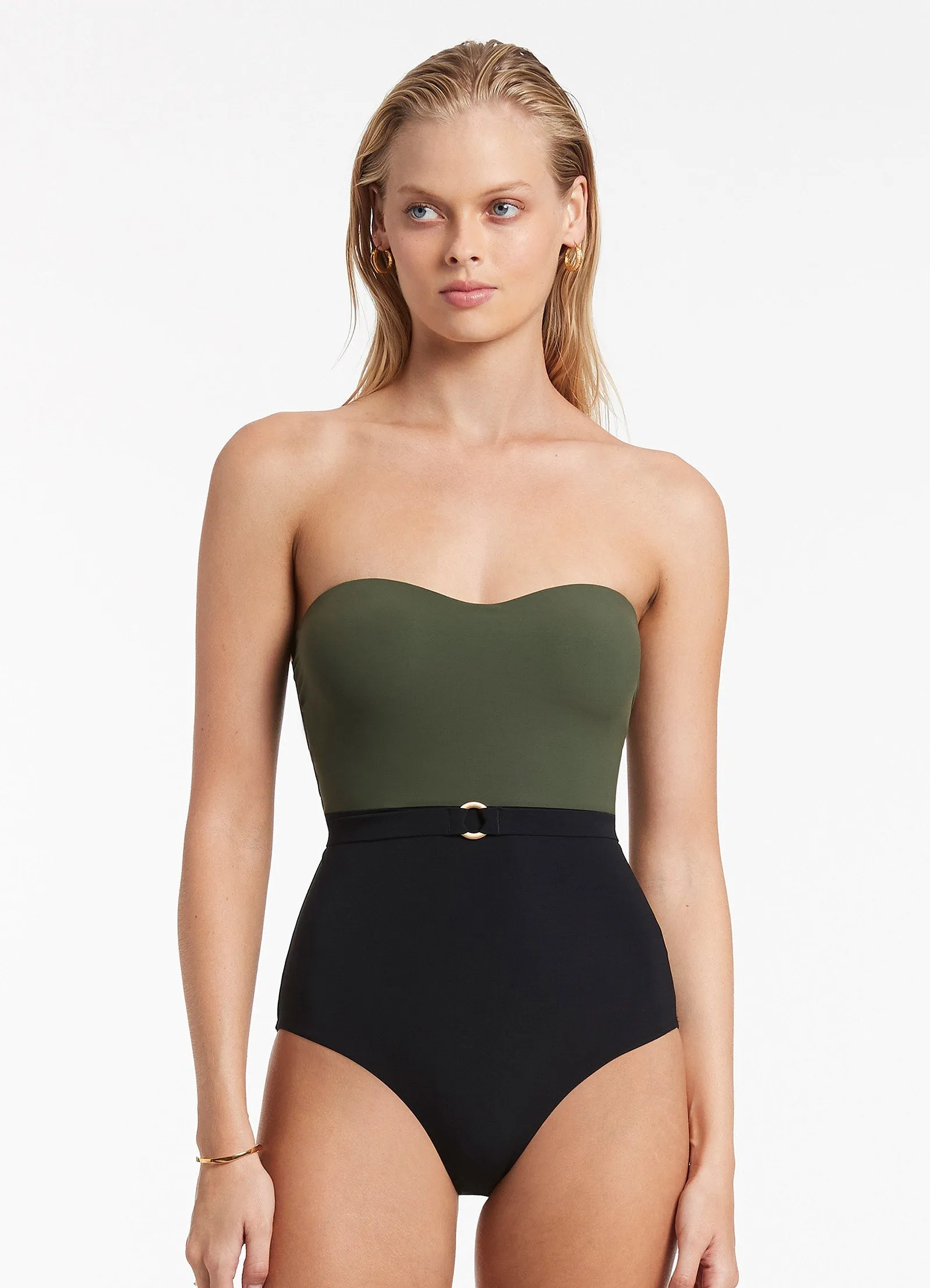 Versa Bandeau Swimsuit in Olive