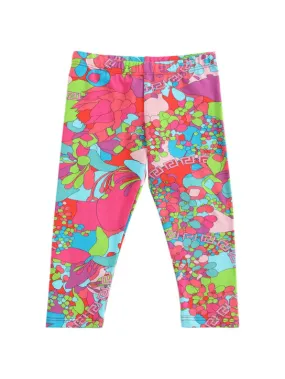 Versace Flowers Print Cotton Jersey Leggings