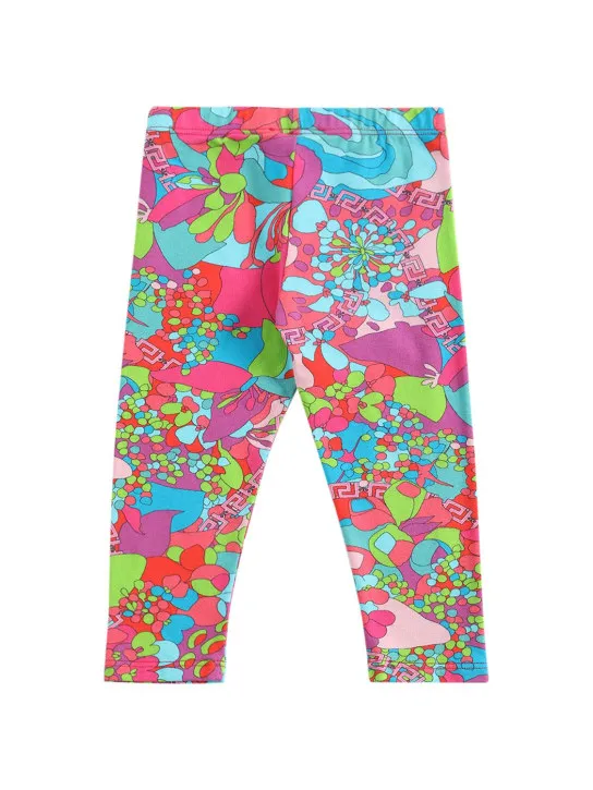 Versace Flowers Print Cotton Jersey Leggings