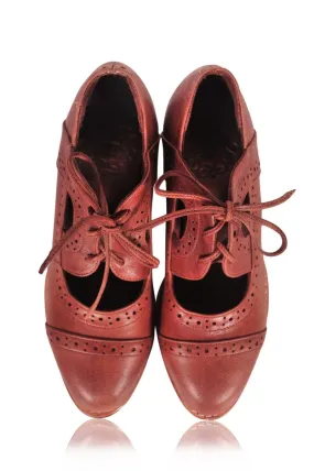 Vintage Brown Stockholm Oxford Wedges - Shop Now!