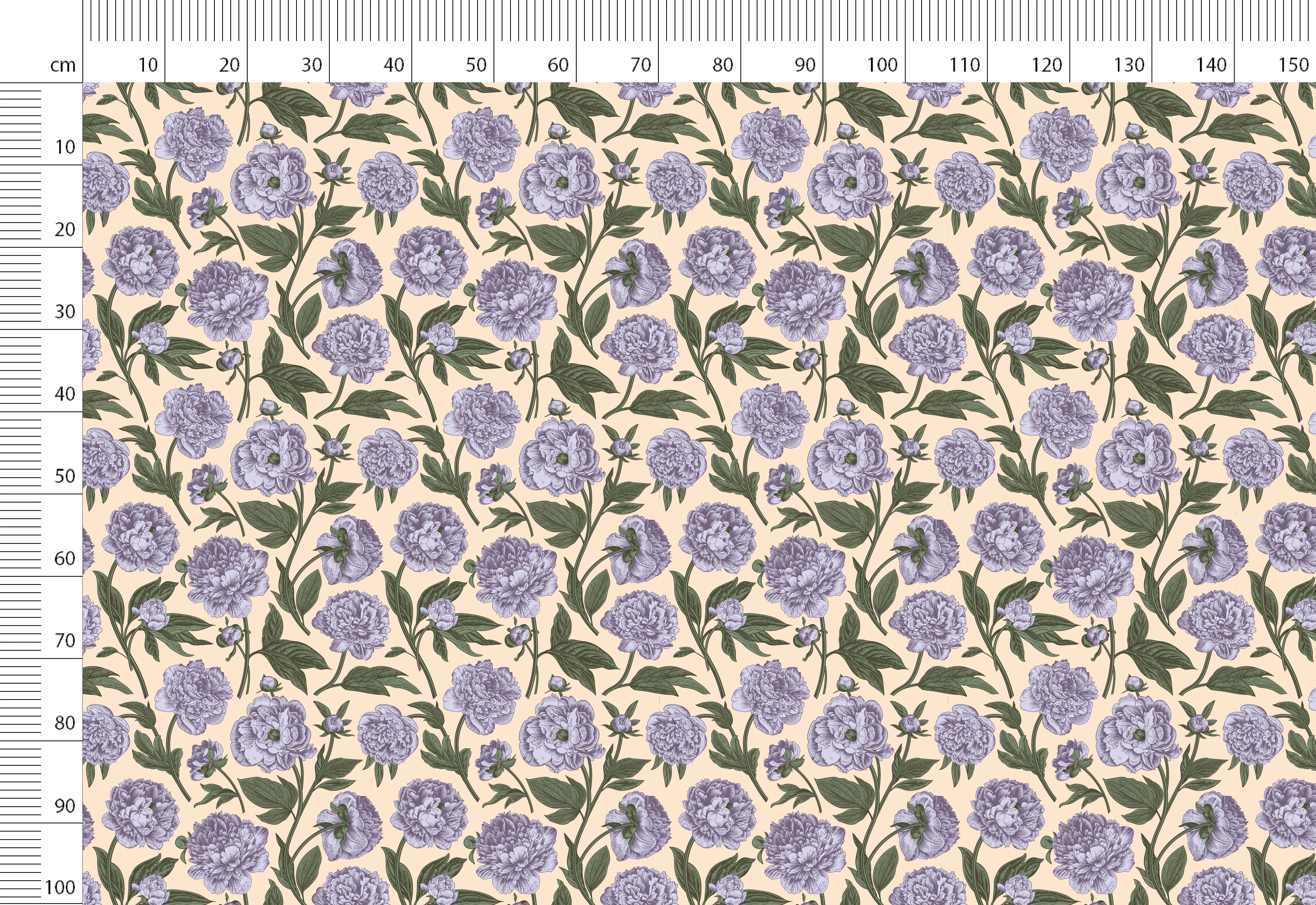 Vintage Floral Print Linen Fabric - Yard/Meter, Botanical Flowers Print for Clothing, Curtains & Upholstery