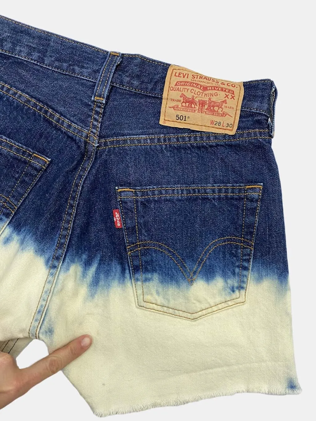 Vintage Levis Shorts Dip Bleach Ombré 501 W28