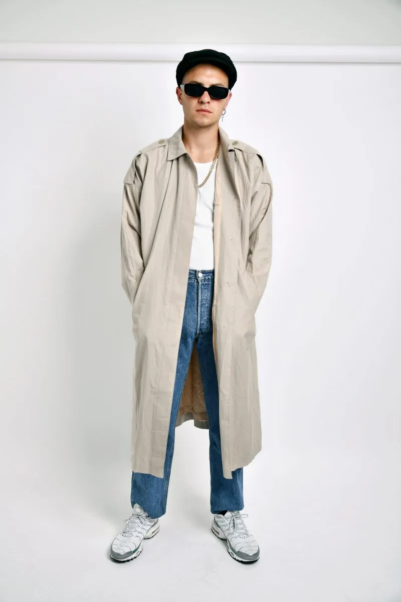 Vintage Beige Mens Trench Coat