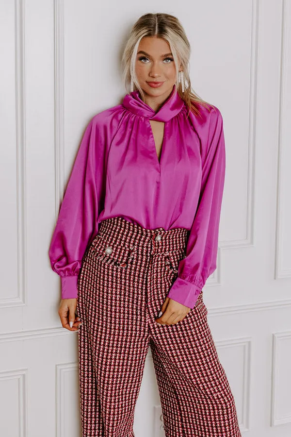 VIP Flight Plans Satin Top in Fuchsia