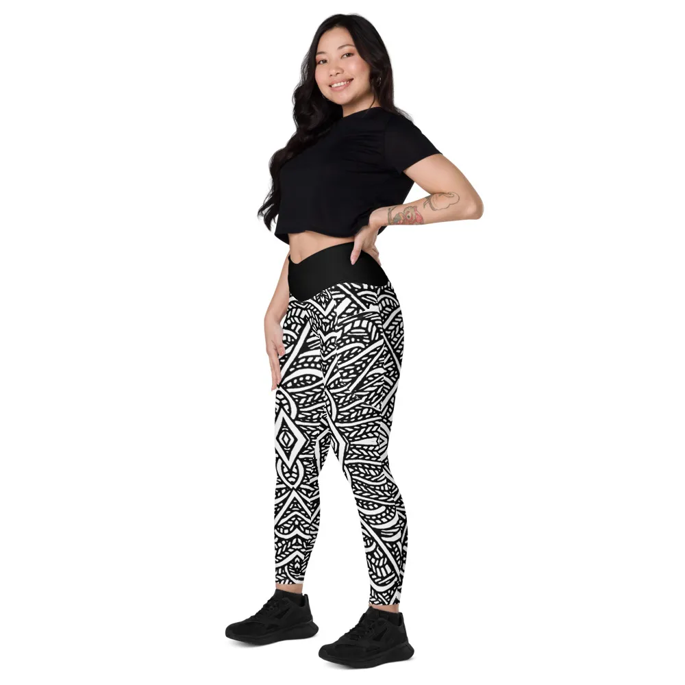 Water Eyes Crossover Leggings Pocketed