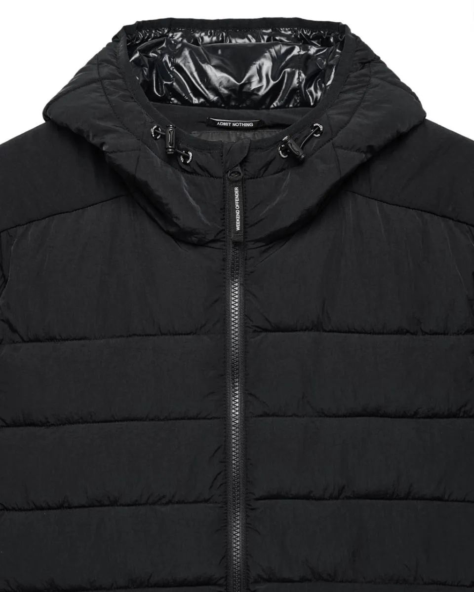 La Guardia Padded Puffer Jacket in Black by Weekend Offender