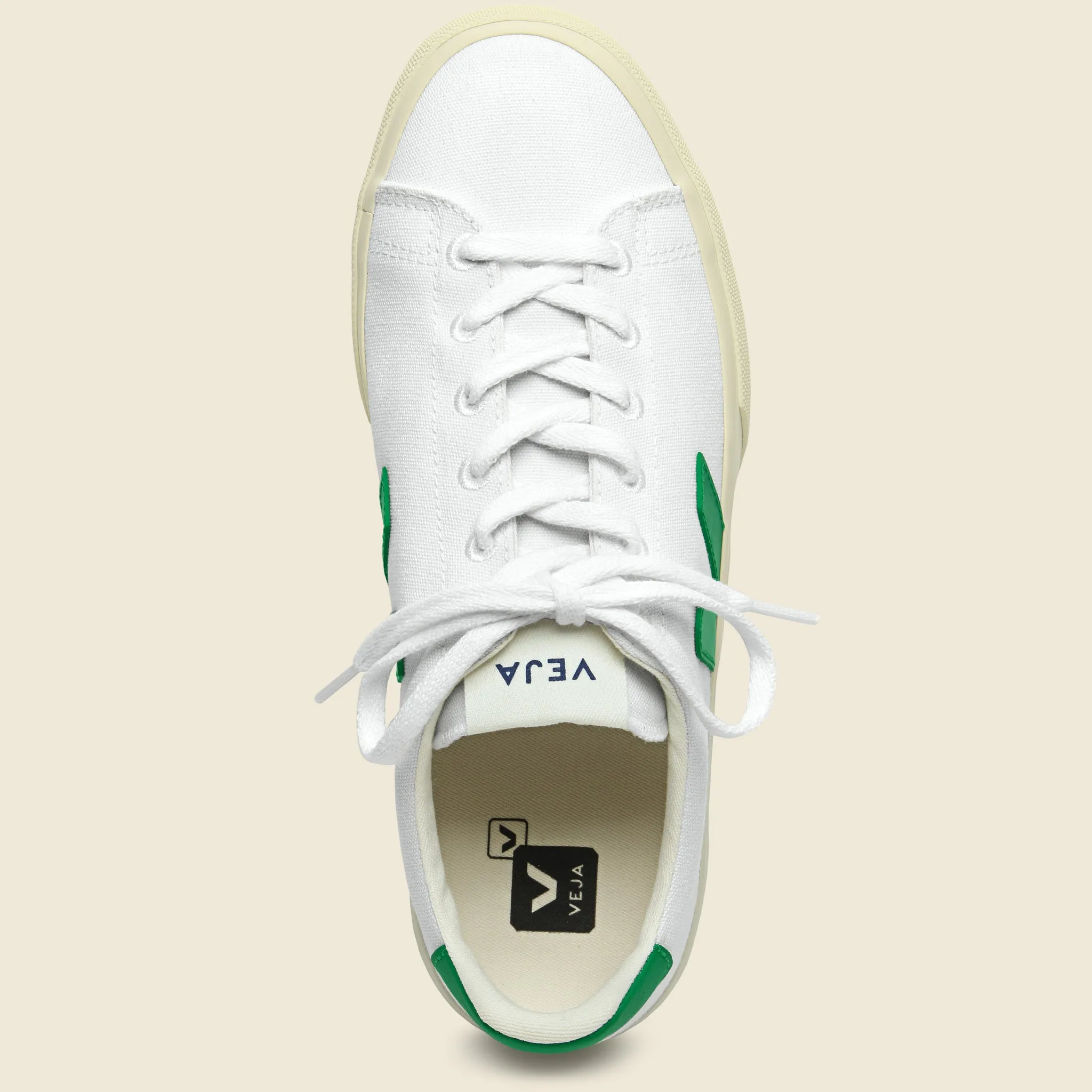 White and Emaraude Campo Canvas Sneaker