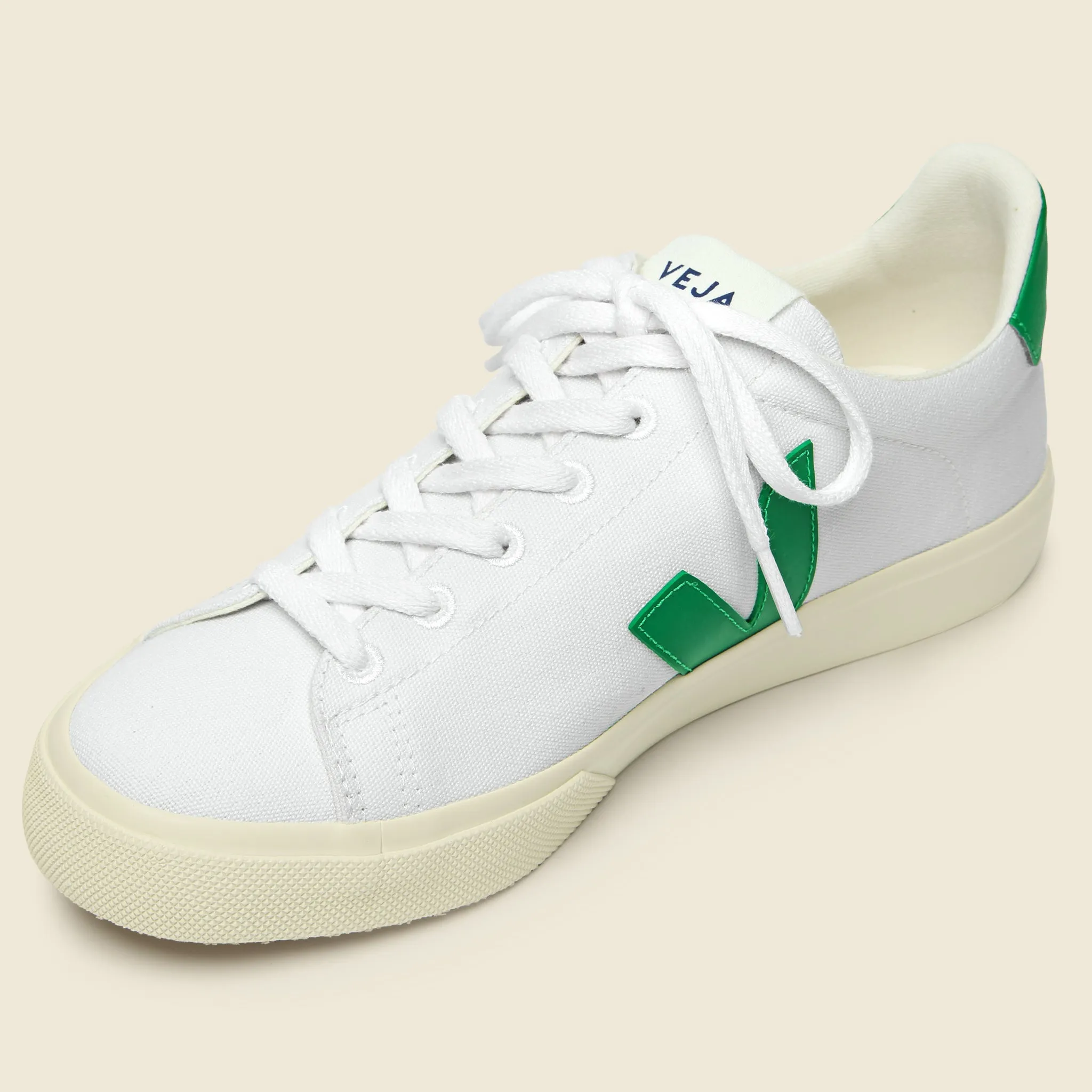 White and Emaraude Campo Canvas Sneaker