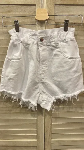 White fringe shorts