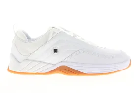 White Leather Low Top Skate Sneakers for Men by DC Williams Slim ADYS100539