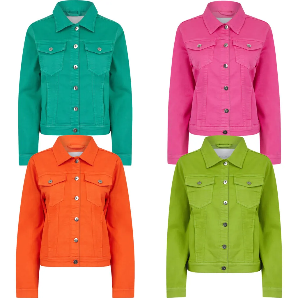 Women's Stretch Denim Fashion Jacket Summer Bright Coat