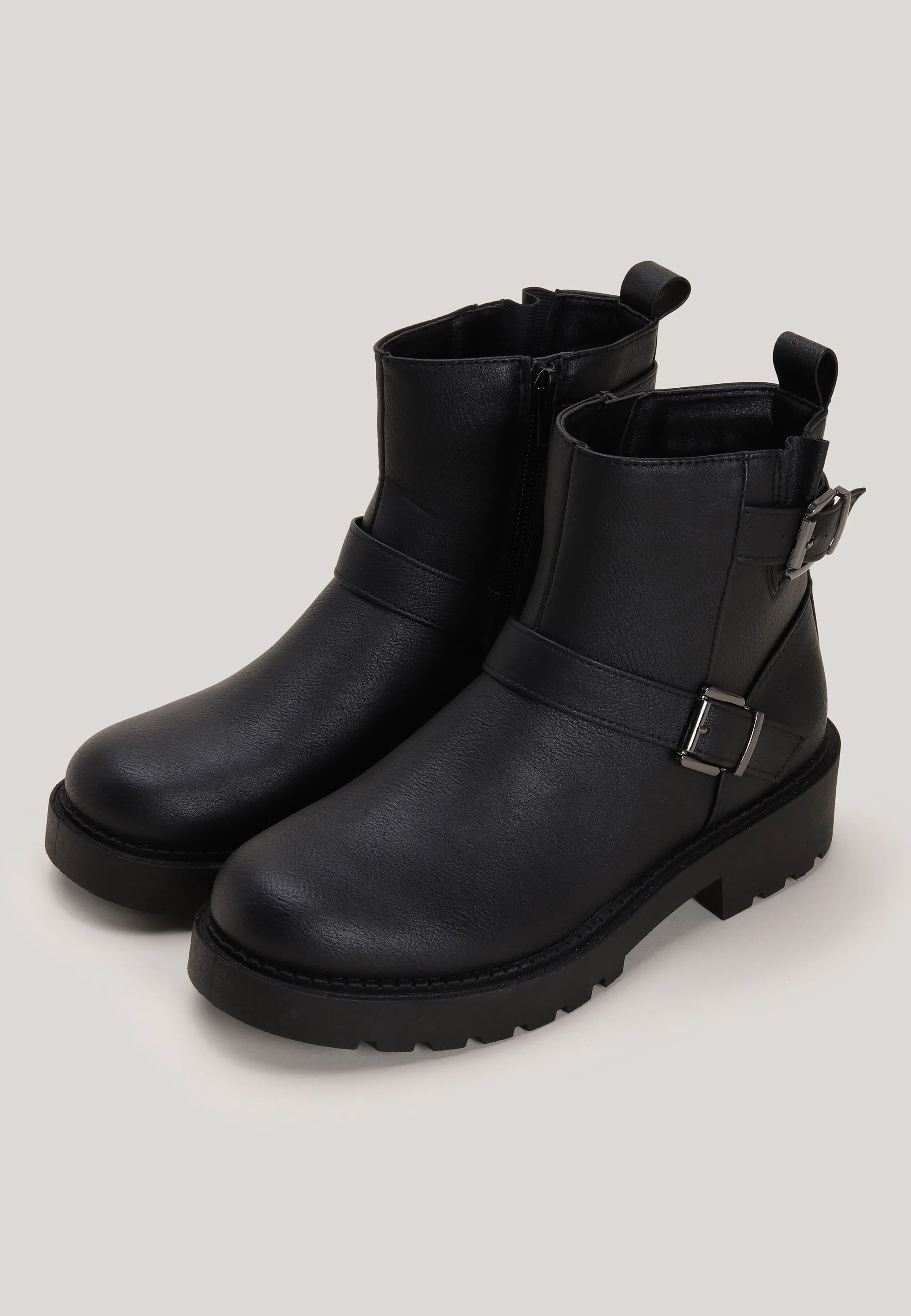 Women's Black Double Buckle Ankle Boots Deals