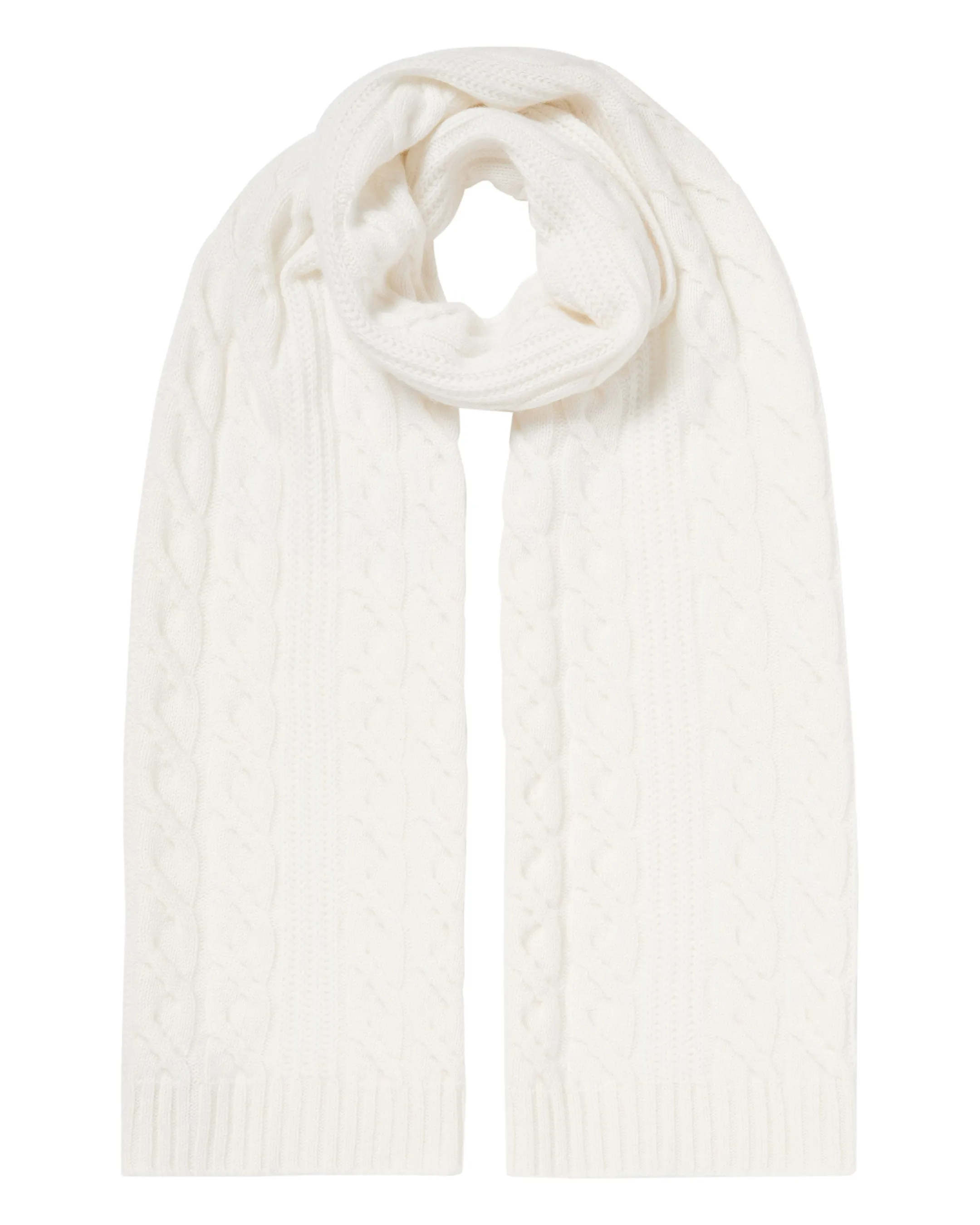 Cashmere Scarf - Women's Cable Rib in New Ivory White