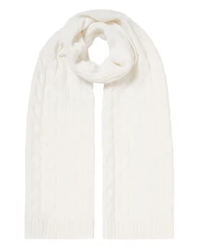 Cashmere Scarf - Women's Cable Rib in New Ivory White