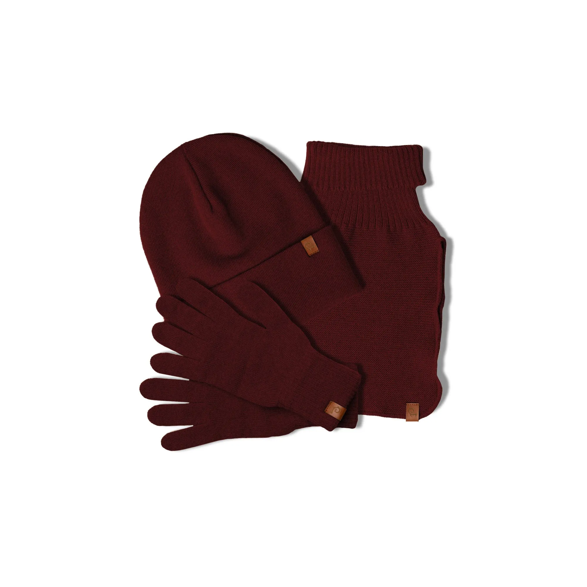 Knit Beanie, Dickie & Gloves Set for Women