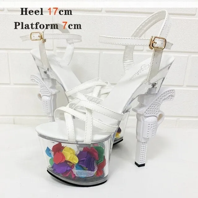 Women's Transparent Summer Sandals Patent Leather High Heel Pumps