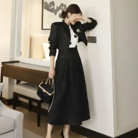 Wool Coat and Skirt Set for Women