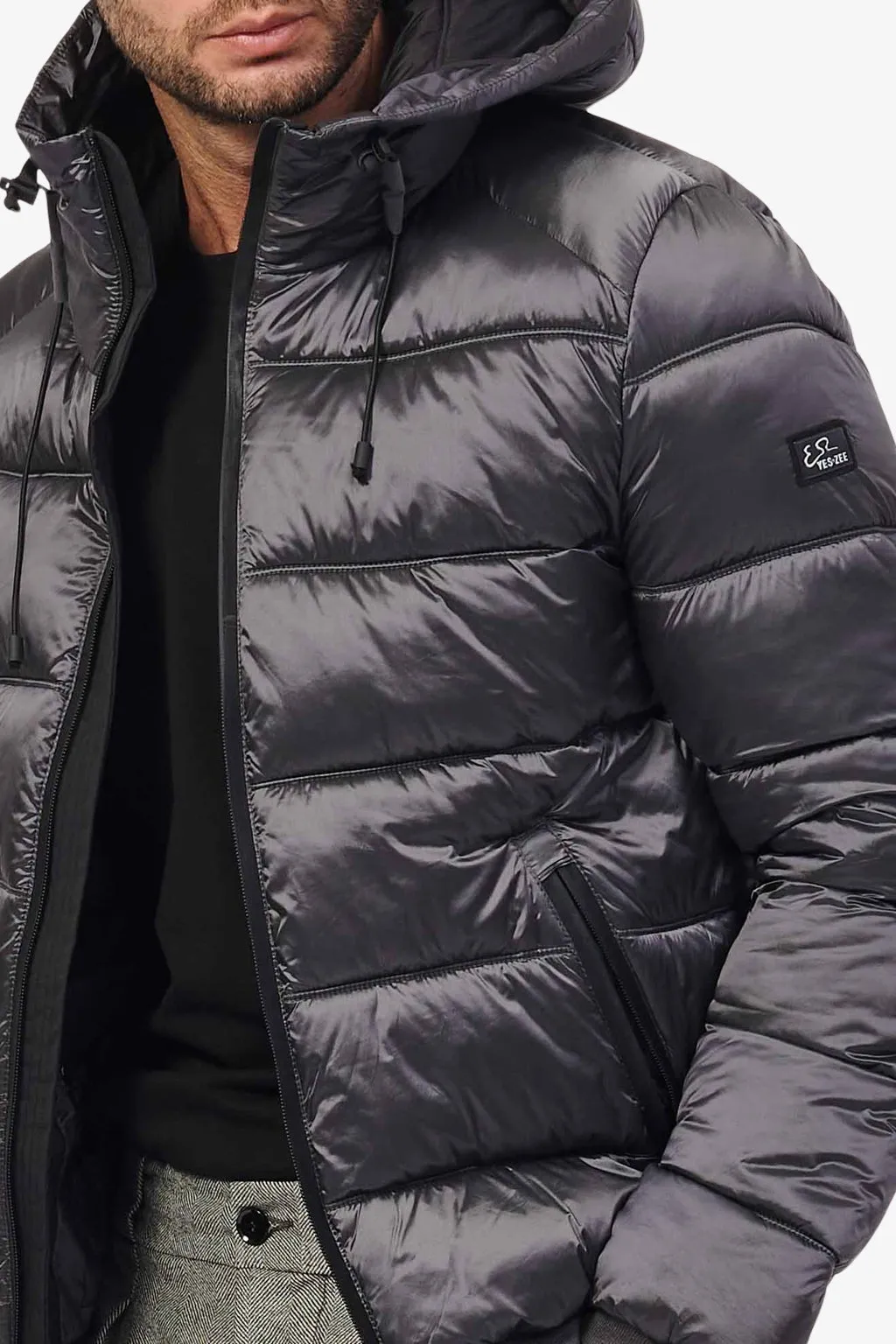 yes zee Piumino Lucido Full Zip Con Cappuccio