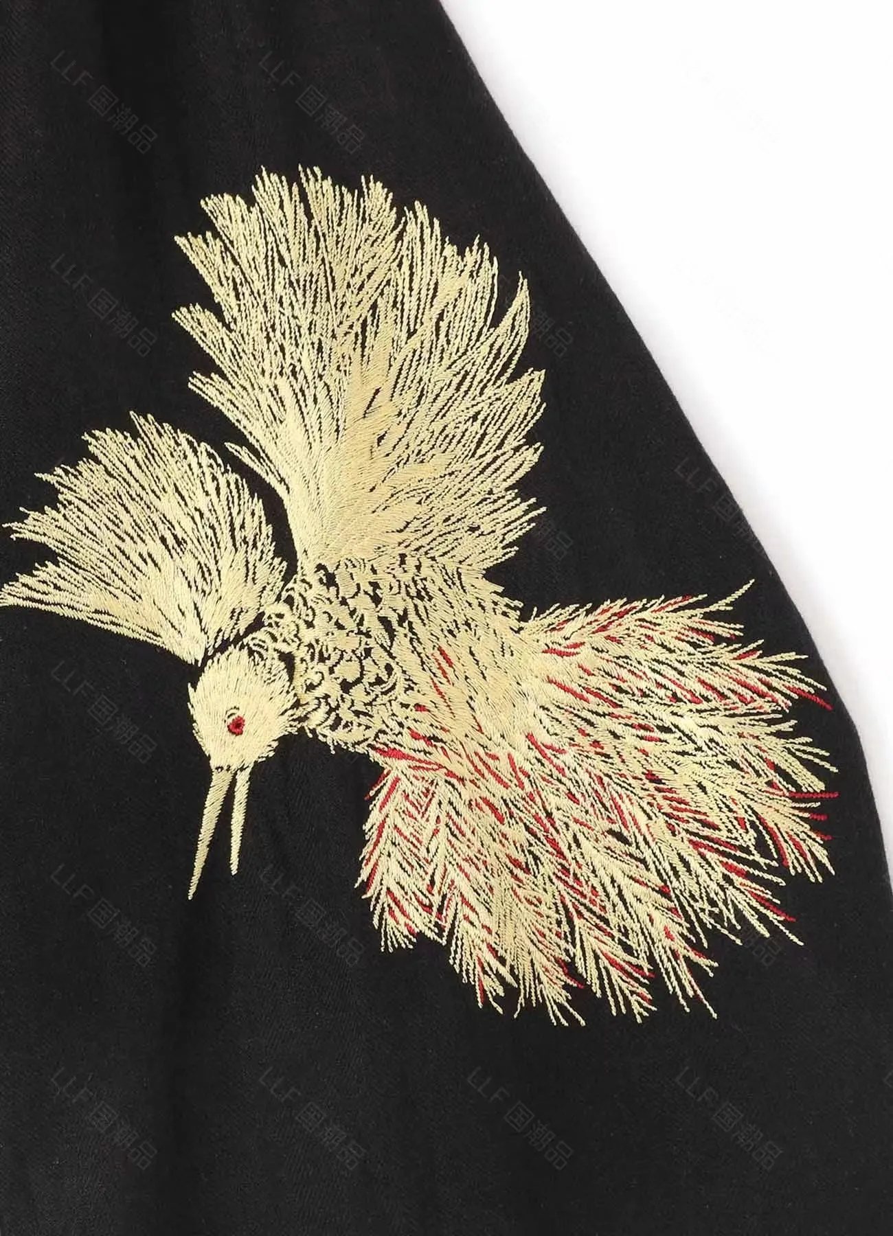 Yohji Yamamoto silk-linen jacket with hummingbird embroidery