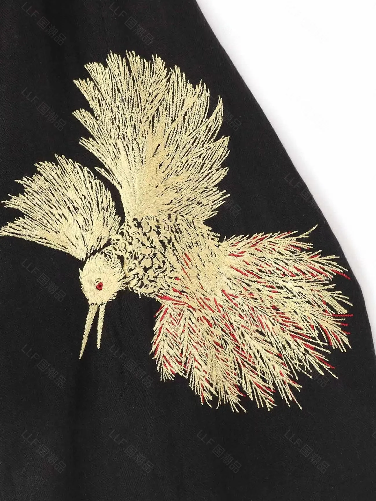 Yohji Yamamoto silk-linen jacket with hummingbird embroidery