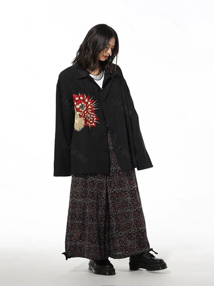 Yohji Yamamoto silk-linen jacket with hummingbird embroidery