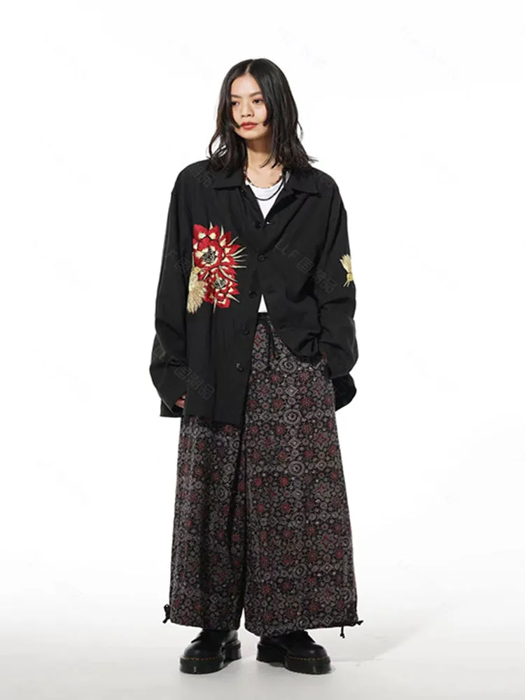 Yohji Yamamoto silk-linen jacket with hummingbird embroidery